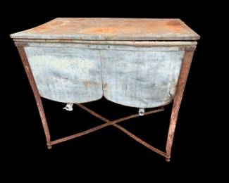 Antique Ideal Galvanized Metal Washtub Double Basin