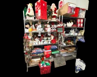 Lots of Christmas items plus look at those metal shelves 👁️ 