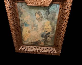 Ornate Light Up Frame Jesus Children  21x17 Works 