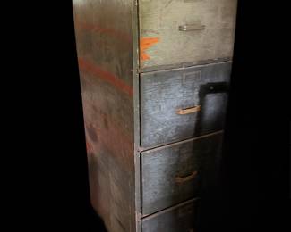 Vintage wooden 4 drawer file cabinet