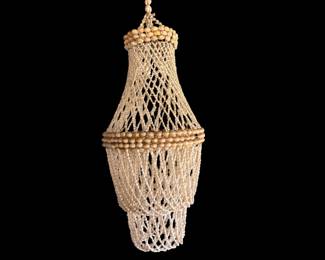 Vintage 70s Sea Shell Art Work Large Lamp Hanging Suspension Fixture 