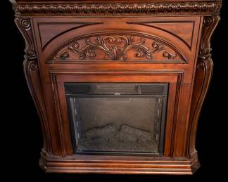 Cherry Carved Wood 42” Heat Optional Electric Fireplace