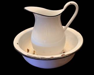 Enamel pitcher and bowl set
