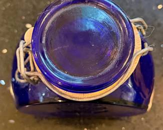 Cobalt Blue Wheat Embossed Octagonal Jar third image