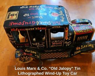 Louis Marx  Co. Old Jalopy Tin Lithographed WindUp Toy Car second image
