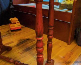Vintage Red Pedestal Side Table third image
