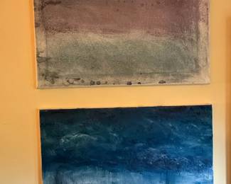 Abstract Seascape Paintings Pair