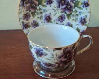 Formalities by Baum Bros Pansy Chintz Teacup and Saucer Set