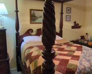 Antique Mahogany FourPoster Bed with Spiral Carved Posts second image