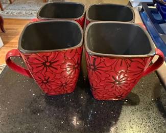 Set of Four Elama Winter Bloom Square Ceramic Mugs second image
