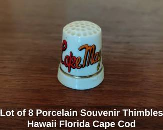 Lot of Porcelain Souvenir Thimbles Hawaii Florida Cape Cod