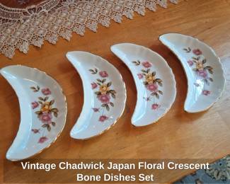 Vintage Chadwick Japan Floral Crescent Bone Dishes Set second image