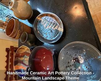 Handmade Ceramic Art Pottery Collection  Mountain Landscape Theme