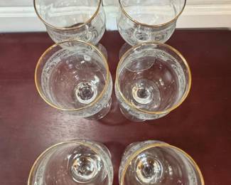 Cellini Etched Glass Goblets with Gold Rim third image
