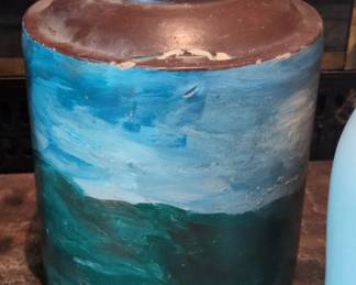 HandPainted Ceramic Jug with Landscape Motif