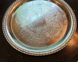 International Silver Company H Mark Serving Tray with Rope Border