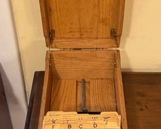 Merchants Box Co. Wooden Card File Box with Dividers