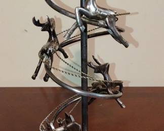 Godinger Silver Plate Christmas Reindeer Sleigh Candlestick Holder second image