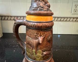 Vintage German Beer Stein with Hunter and Dog Motif  Possibly Gerz or KingWerk third image