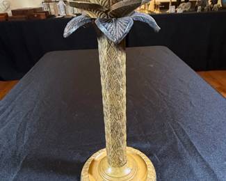 Vintage Brass Palm Tree Candlestick Holder