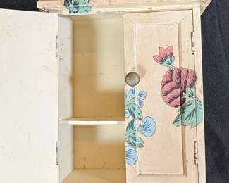 Vintage HandPainted Floral Jewelry Box or Cabinet second image