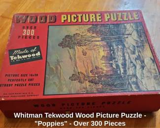 Whitman Tekwood Wood Picture Puzzle  Poppies  Over Pieces
