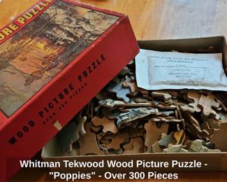 Whitman Tekwood Wood Picture Puzzle  Poppies  Over Pieces second image