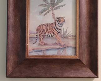 Tiger in Landscape Watercolor Painting by A. Churchill
