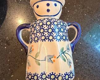 Polish Pottery Man in a Hat Salt and Pepper Shakers