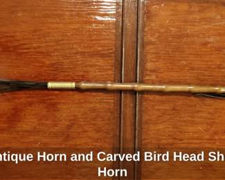 Antique Horn and Carved Bird Head Shoe Horn second image