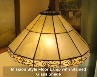 Mission Style Floor Lamp with Stained Glass Shade third image