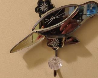 MidCentury Etched Glass Bird Wall Hook