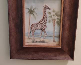 Alexandra Churchill Giraffe and Palm Trees Watercolor Painting