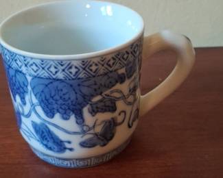 Blue and White Chinoiserie Porcelain Mug