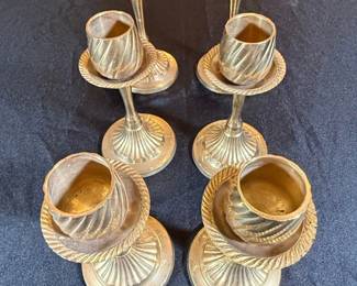 Set of Vintage Twisted Brass Taper Candle Holders
