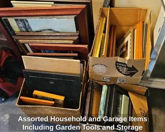 Assorted Household and Garage Items Including Garden Tools and Storage fourth image