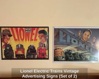 Lionel Electric Trains Vintage Advertising Signs Set of 