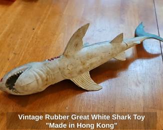 Vintage Rubber Great White Shark Toy Made in Hong Kong third image