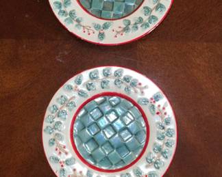 Christmas Holly Berry Ceramic Plates Set of 