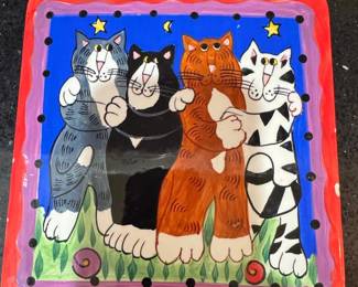 Cat Art Decorative Plate by Candace Reiter Designs
