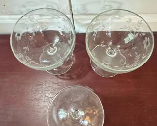 Vintage Etched Floral Coupe Glasses third image