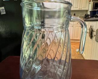 Vintage Anchor Hocking Blue Swirl Glass Pitcher second image