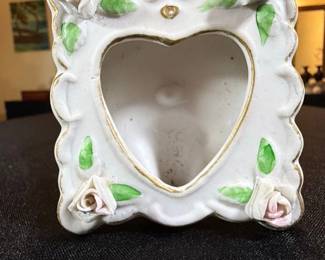 Vintage Ceramic HeartShaped Trinket Box with Roses second image