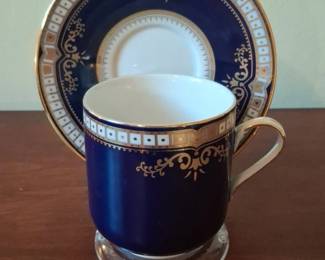 Romanov Collection Cobalt Blue and Gold Coffee Cup and Saucer