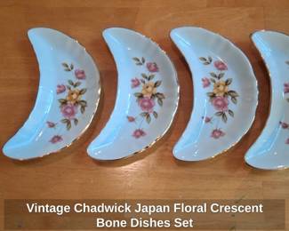 Vintage Chadwick Japan Floral Crescent Bone Dishes Set