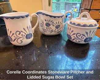 Corelle Coordinates Stoneware Pitcher and Lidded Sugar Bowl Set