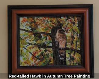 Redtailed Hawk in Autumn Tree Painting