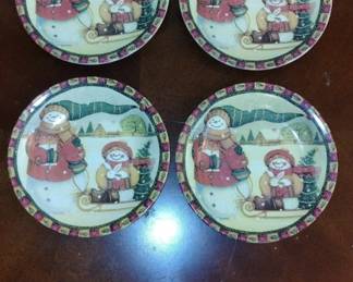 Set of Debbie Mumm Jolly Snowmen Salad Plates
