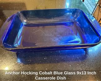 Anchor Hocking Cobalt Blue Glass x Inch Casserole Dish