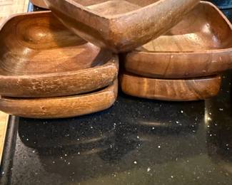 MidCentury Modern Acacia Wood Salad Bowl Set second image